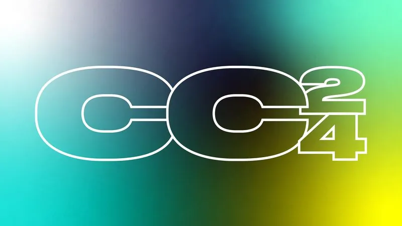 Concept 2 Future — CC24 outline on teal-to-yellow gradient