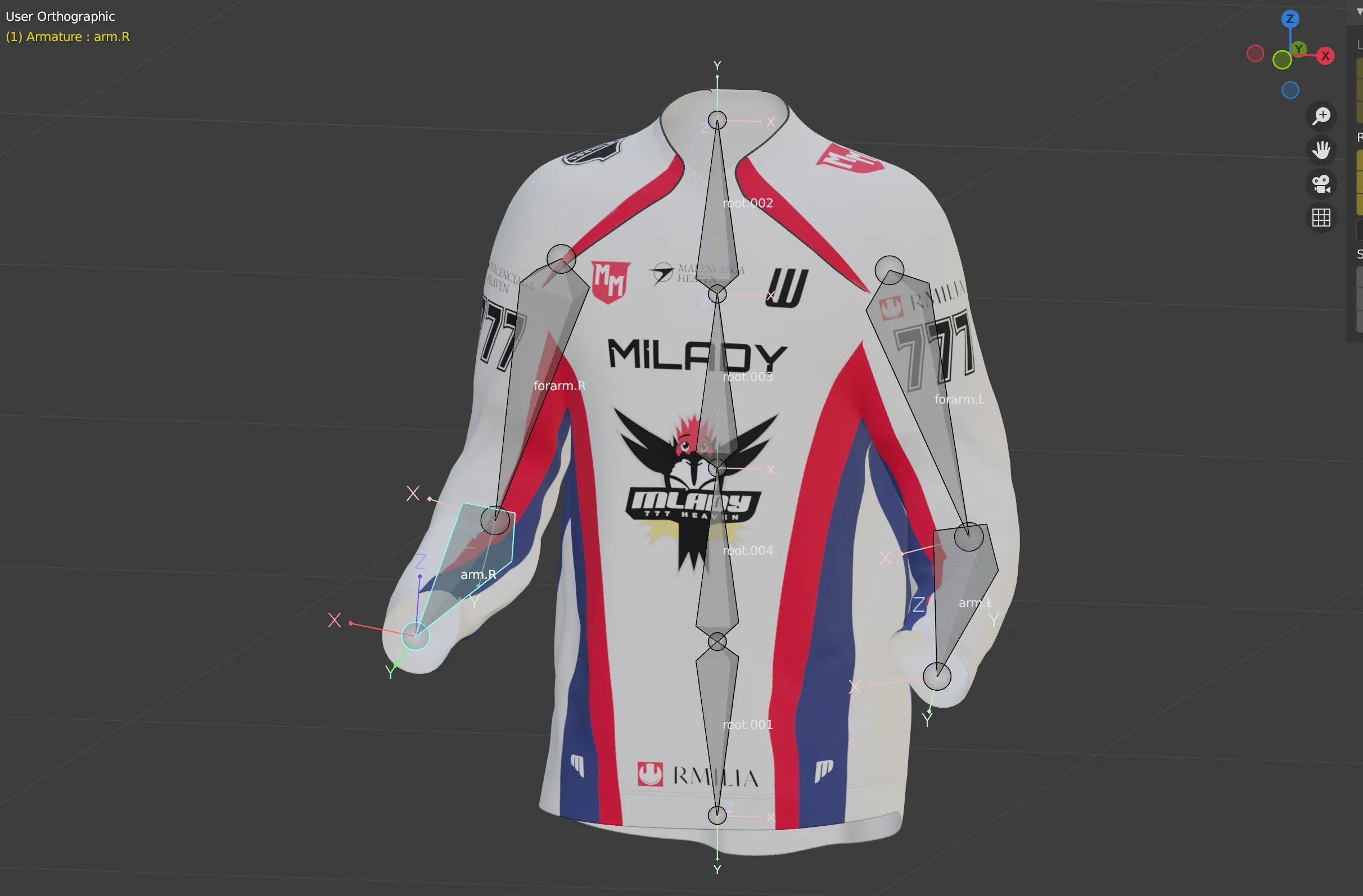 Blender viewport — jersey final shading and lighting