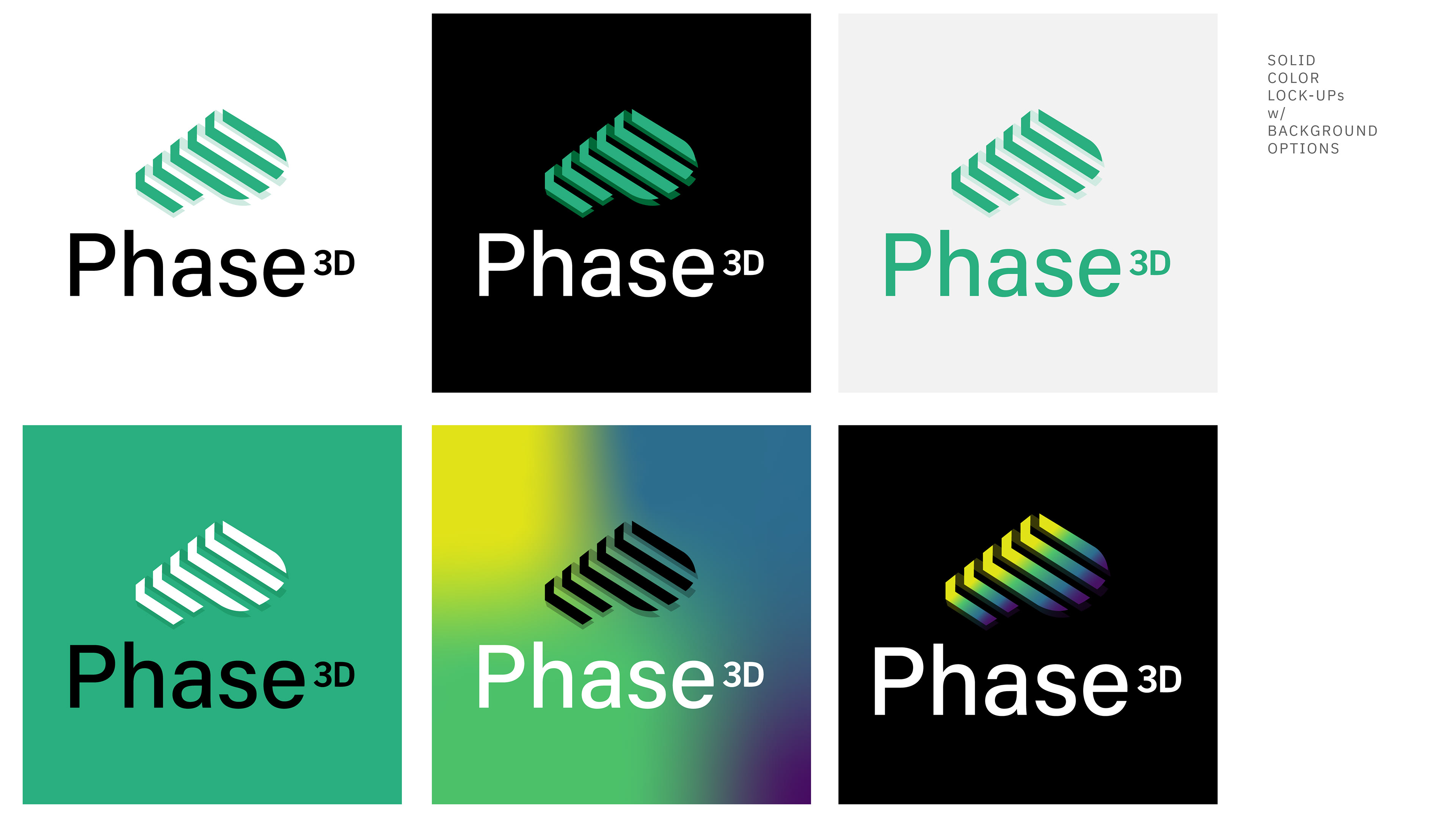 Phase 3D logo lockup on dark