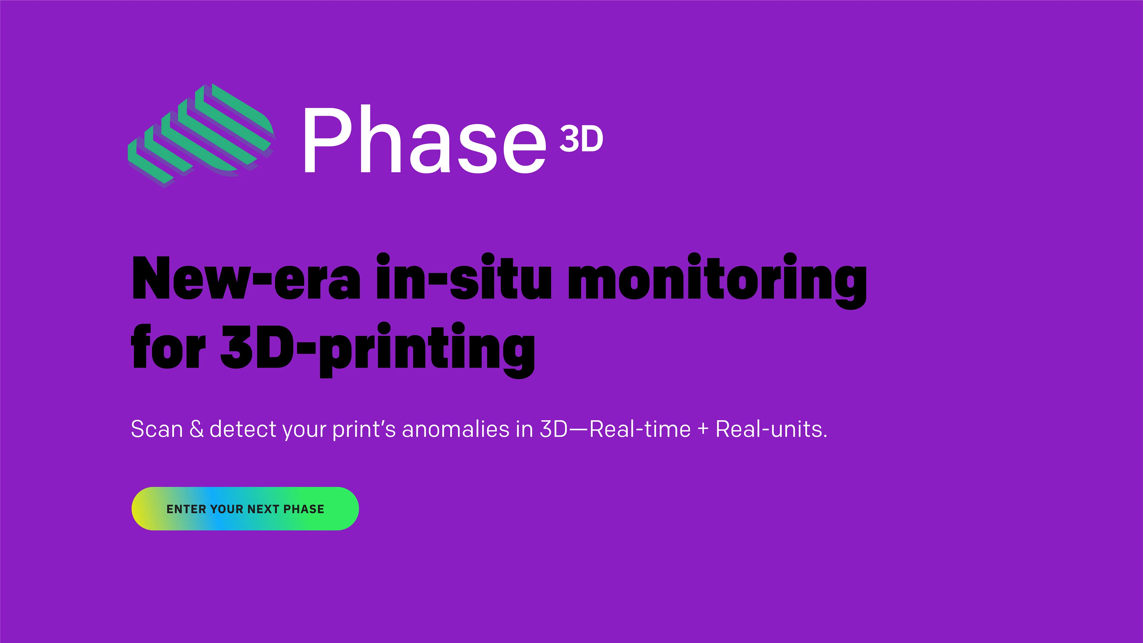 Phase 3D logo white on green